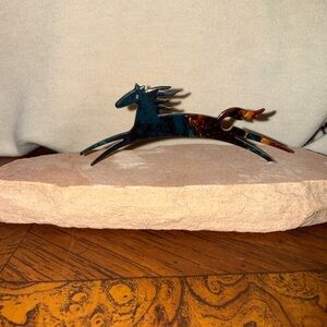 Vintage Lazart Abstract Horse Small Sculpture in Blue and Brown